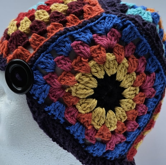 %100 Handmade  Granny Square Crochet 🧶 Colorful of Purple  Women's Beanie - Picture 11 of 15